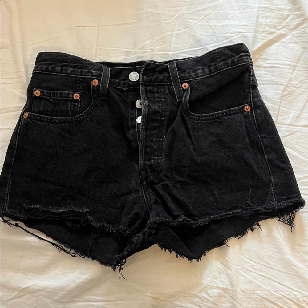 Levis 501 Black Denim Women Shorts